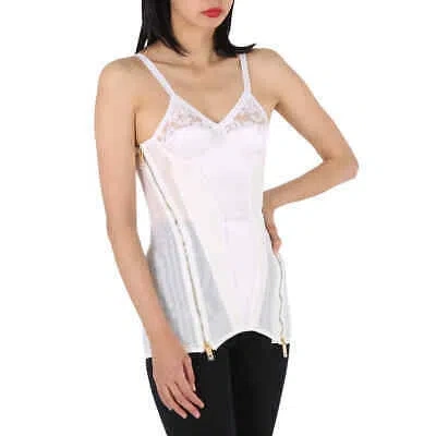 Pre-owned Burberry Optic White Lace Corset Top
