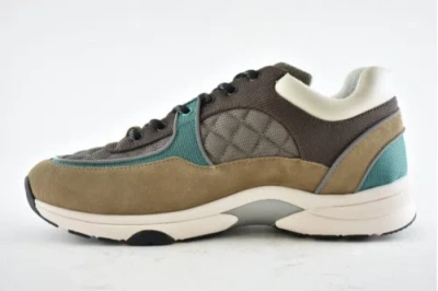 Pre-owned Chanel 21b Mens Brown Black Green White Cc Logo Low Top Trainer Sneaker 44 11