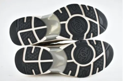 Pre-owned Chanel 21b Mens Brown Black Green White Cc Logo Low Top Trainer Sneaker 44 11