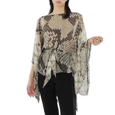 Pre-owned Roberto Cavalli Ladies Taupe Macro Python Print Silk Kaftan