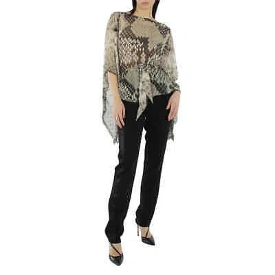Pre-owned Roberto Cavalli Ladies Taupe Macro Python Print Silk Kaftan