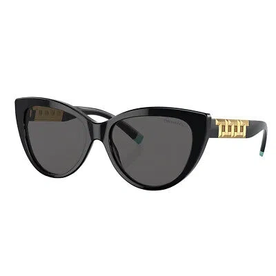 Pre-owned Tiffany & Co . Tf 4196 8001s4 Black Plastic Cat-eye Sunglasses Grey Lens In Gray