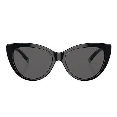 Pre-owned Tiffany & Co . Tf 4196 8001s4 Black Plastic Cat-eye Sunglasses Grey Lens In Gray