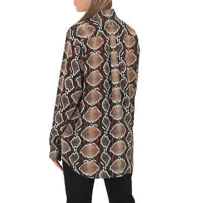 Pre-owned Burberry Carlota Python Print Silk Shirt In Brown