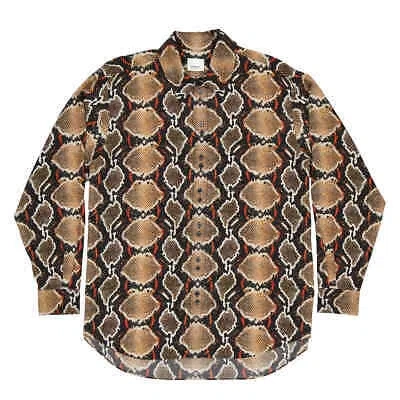 Pre-owned Burberry Carlota Python Print Silk Shirt In Brown