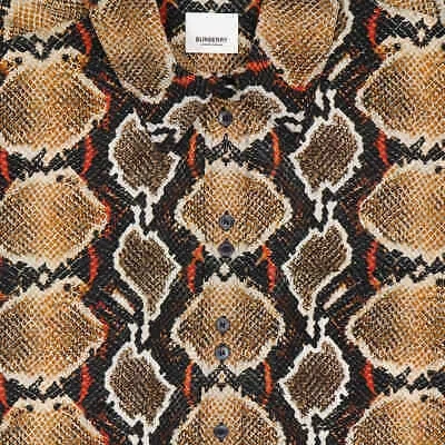 Pre-owned Burberry Carlota Python Print Silk Shirt In Brown