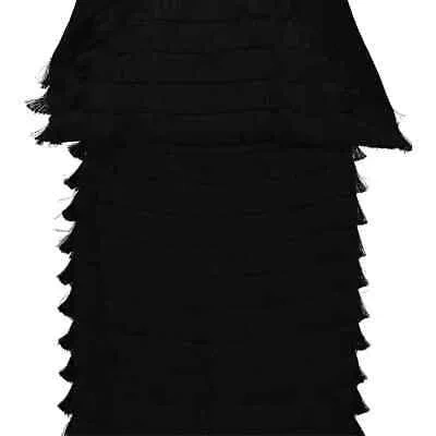 Pre-owned Burberry Ladies Black Fringe Detail Silk Sleeveless Midi Dress