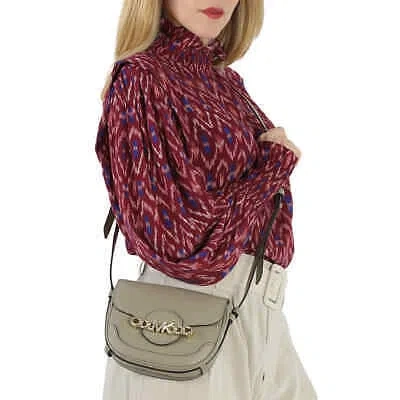 Pre-owned Michael Kors Hally Signature Saddle Crossbody Bag 32f1l2hc1l In Green