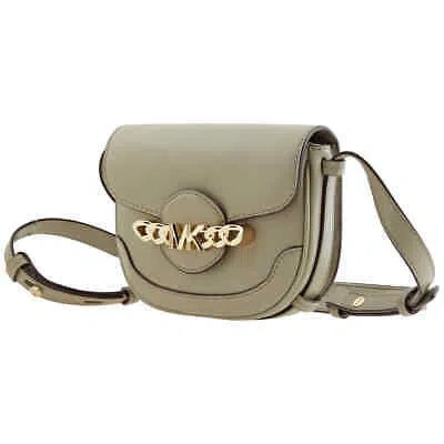 Pre-owned Michael Kors Hally Signature Saddle Crossbody Bag 32f1l2hc1l In Green