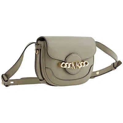 Pre-owned Michael Kors Hally Signature Saddle Crossbody Bag 32f1l2hc1l In Green
