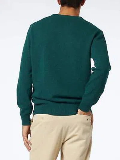 Pre-owned Mc2 Saint Barth Man Crewneck Donegal Sweater With Country Dog Jacquard Print In Green