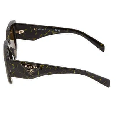 Pre-owned Prada Dark Brown Irregular Ladies Sunglasses Pr 14zsf 19d01t 52 Pr 14zsf 19d01t