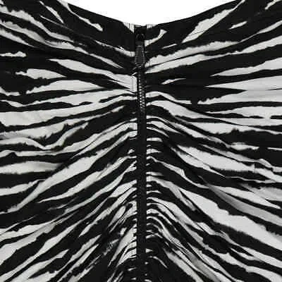 Pre-owned Burberry Monochrome Watercolour Print Ruched Detail Skirt In White