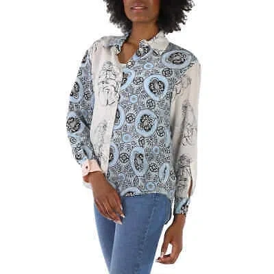 Pre-owned Burberry Ladies Juliette Silk Oversized Shirt In White