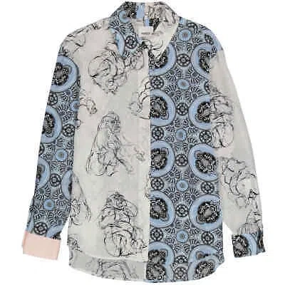 Pre-owned Burberry Ladies Juliette Silk Oversized Shirt In White