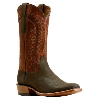 Pre-owned Ariat Men's Tekstep Futurity Time Olive & Copper Western Boots 10047717 In Green