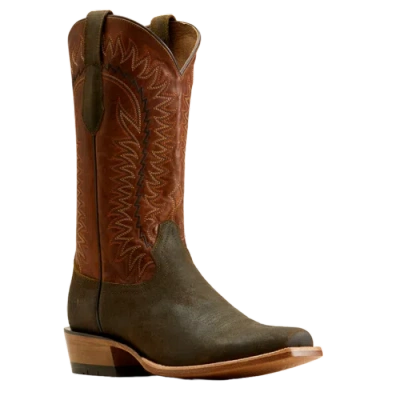 Pre-owned Ariat Men's Tekstep Futurity Time Olive & Copper Western Boots 10047717 In Green