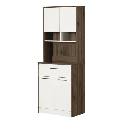 South Shore Furniture Myro Pantry Cabinet, Natural Walnut And White