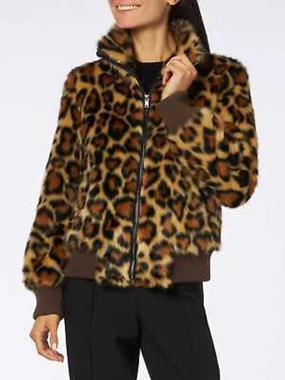 Pre-owned Saint Barth Mc2  Woman Furry Short Jacket With Animalier Heart Print In Brown