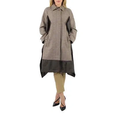 Pre-owned Burberry Scarf Detail Wool Mohair Tweed Car Coat In Brown