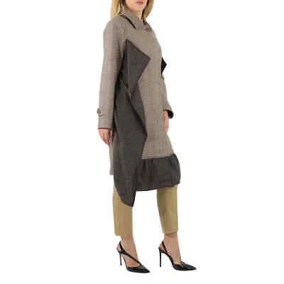 Pre-owned Burberry Scarf Detail Wool Mohair Tweed Car Coat In Brown