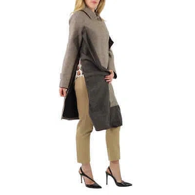 Pre-owned Burberry Scarf Detail Wool Mohair Tweed Car Coat In Brown
