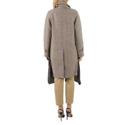 Pre-owned Burberry Scarf Detail Wool Mohair Tweed Car Coat In Brown