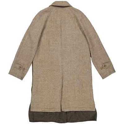 Pre-owned Burberry Scarf Detail Wool Mohair Tweed Car Coat In Brown