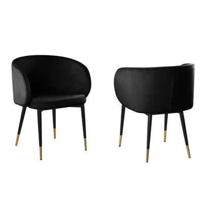 Best Master Furniture Hemingway Velvet Upholstered Side Chair In Black