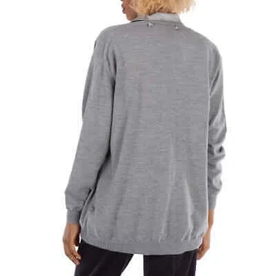 Pre-owned Burberry Ladies Cloud Grey Wool Cardigan Detail Silk Jersey Shirt, Size X-small In Gray