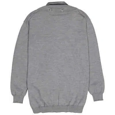 Pre-owned Burberry Ladies Cloud Grey Wool Cardigan Detail Silk Jersey Shirt, Size X-small In Gray