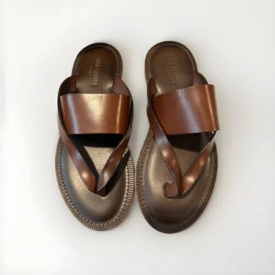 Pre-owned Todd Snyder Tuscan Leather Thong Cross Sandal In Brown Sz 10 Nwb