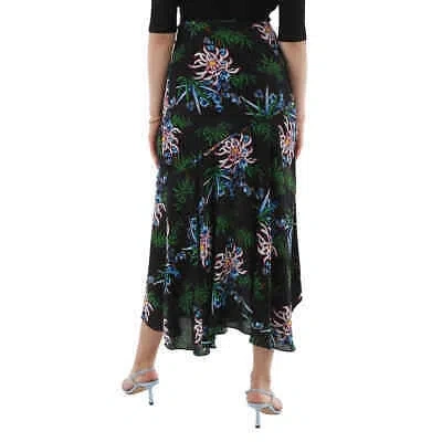 Pre-owned Kenzo Black Botanical Print Wrap Skirt