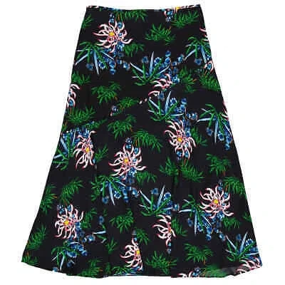 Pre-owned Kenzo Black Botanical Print Wrap Skirt