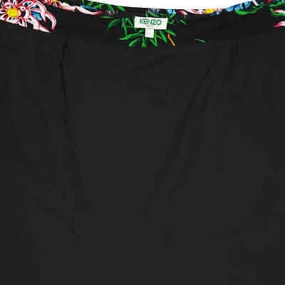 Pre-owned Kenzo Black Botanical Print Wrap Skirt