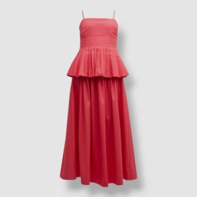 Pre-owned Co $975  Women's Pink Pleated Peplum A-line Midi Dress Size Large