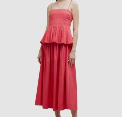 Pre-owned Co $975  Women's Pink Pleated Peplum A-line Midi Dress Size Large