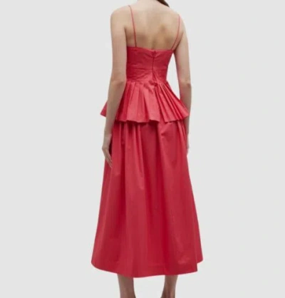 Pre-owned Co $975  Women's Pink Pleated Peplum A-line Midi Dress Size Large