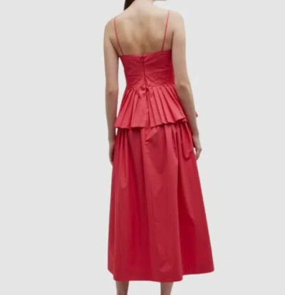 Pre-owned Co $975  Women's Pink Pleated Peplum A-line Midi Dress Size Large