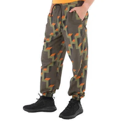 Pre-owned Marcelo Burlon County Of Milan Marcelo Burlon Men's Army Orange Cross Geometric-print Joggers