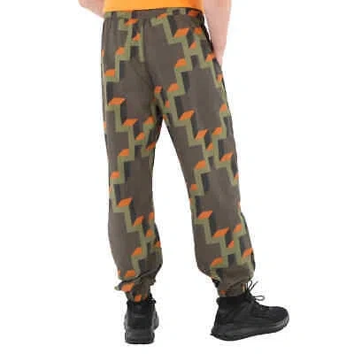 Pre-owned Marcelo Burlon County Of Milan Marcelo Burlon Men's Army Orange Cross Geometric-print Joggers