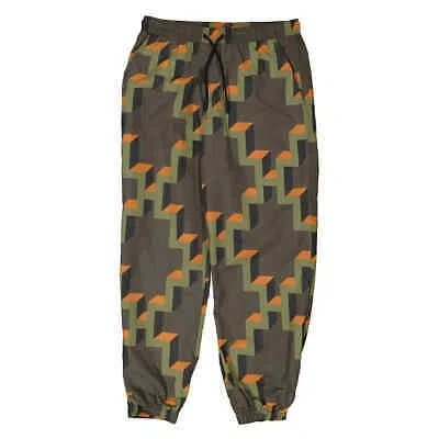 Pre-owned Marcelo Burlon County Of Milan Marcelo Burlon Men's Army Orange Cross Geometric-print Joggers