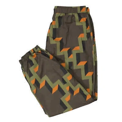 Pre-owned Marcelo Burlon County Of Milan Marcelo Burlon Men's Army Orange Cross Geometric-print Joggers