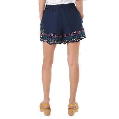 Pre-owned Chloé Chloe Ladies Multicolor Blue Embroidered Mini Shorts