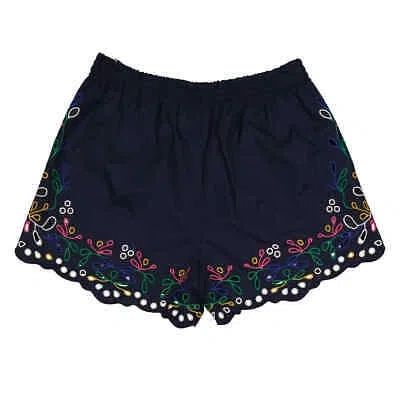 Pre-owned Chloé Chloe Ladies Multicolor Blue Embroidered Mini Shorts