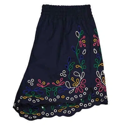 Pre-owned Chloé Chloe Ladies Multicolor Blue Embroidered Mini Shorts