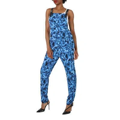 Pre-owned Burberry Ripple-print Jumpsuit In Ink Blue