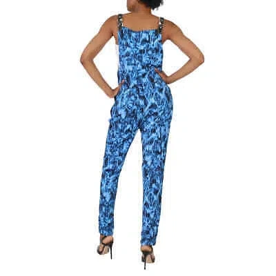 Pre-owned Burberry Ripple-print Jumpsuit In Ink Blue