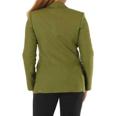 Pre-owned Burberry Ladies Juniper Green Wool Ramie And Silk Satin Tailored Jacket, Brand