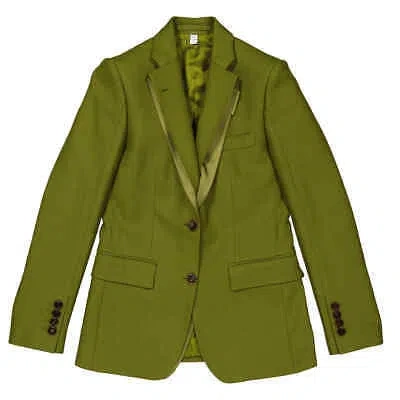 Pre-owned Burberry Ladies Juniper Green Wool Ramie And Silk Satin Tailored Jacket, Brand